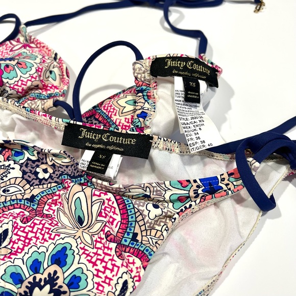 Juicy Couture triangle string bikini, pink pattern, xs - Picture 3 of 6